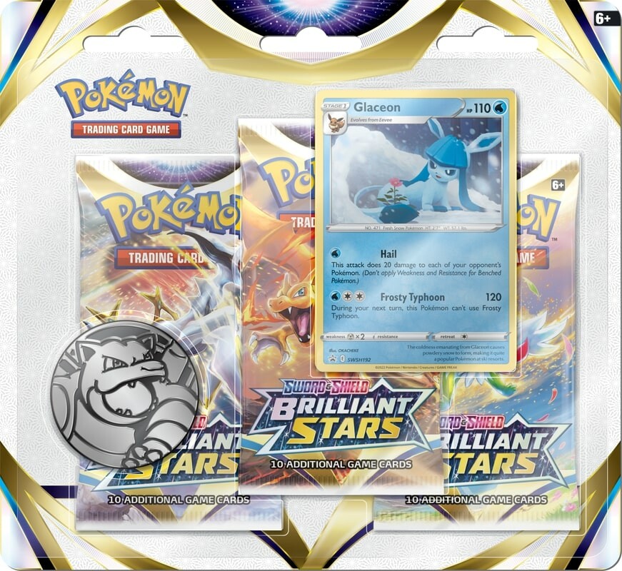 Pokemon TCG: Brilliant Stars- 3-Pack Blister - Glaceon