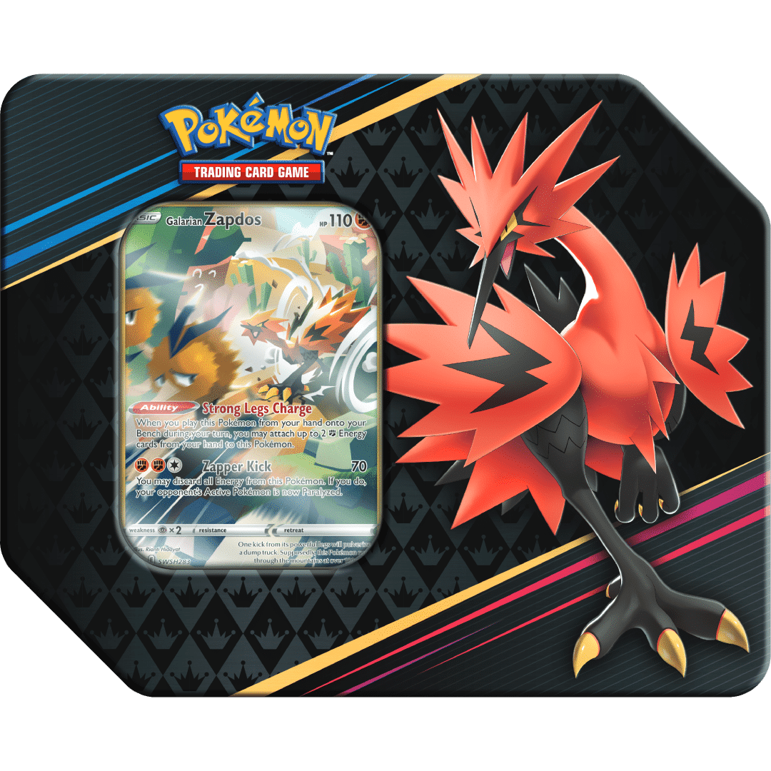 Pokemon TCG: Crown Zenith Tin – Galarian Zapdos (5 x booster)