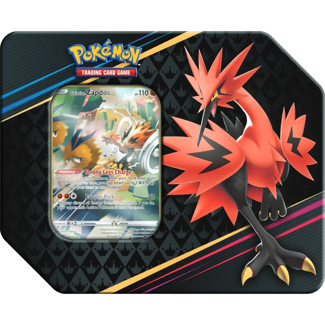 Pokemon TCG: Crown Zenith Tin – Galarian Zapdos (5 x booster)
