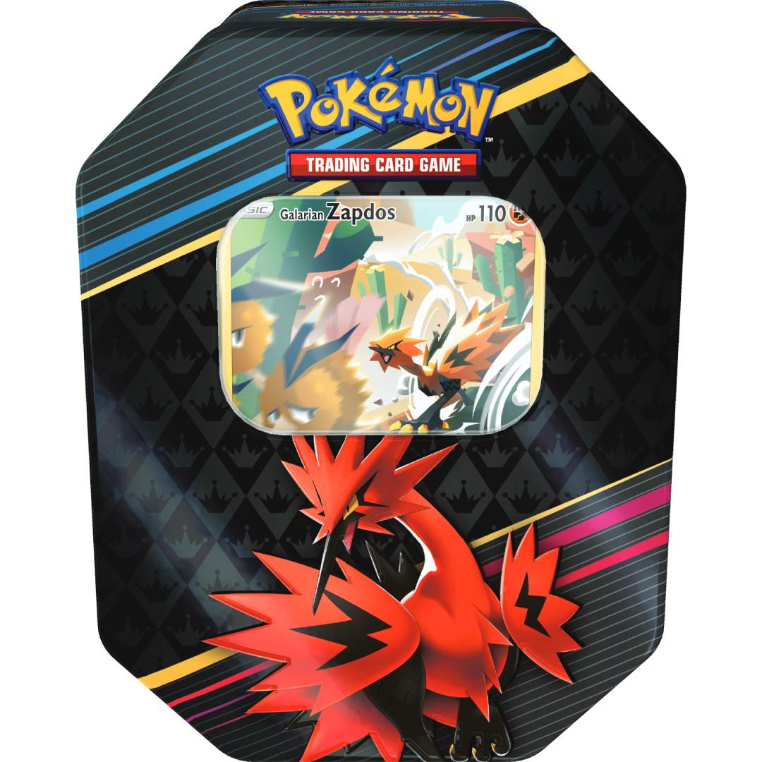 Pokemon TCG: Crown Zenith Tin – Galarian Zapdos (4 x booster)