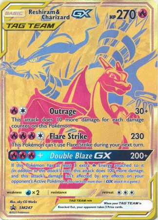 Sun & Moon Promos - SM247 - Reshiram & Charizard GX (złota)