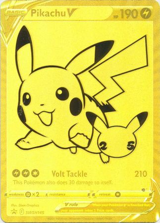 Sword & Shield Promos - SWSH145 - Pikachu V (złota)