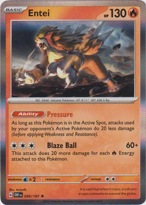 Obsidian Flames - 030/197 - Entei (Holo)