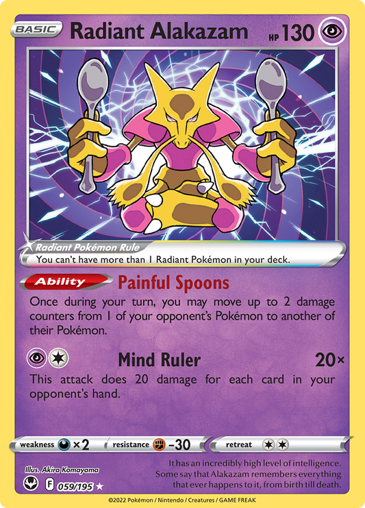 Karta Pokémon - Silver Tempest - 059/195 - Radiant Alakazam (Radiant Holo)