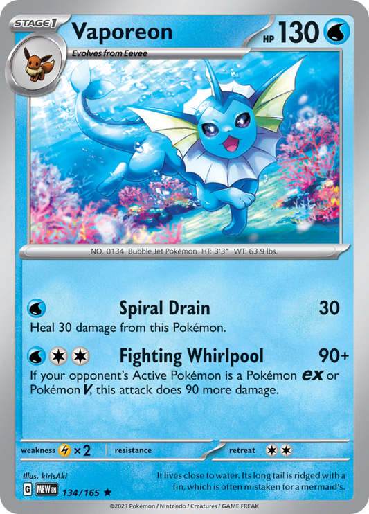 151 - 134/165 - Vaporeon (Holo)