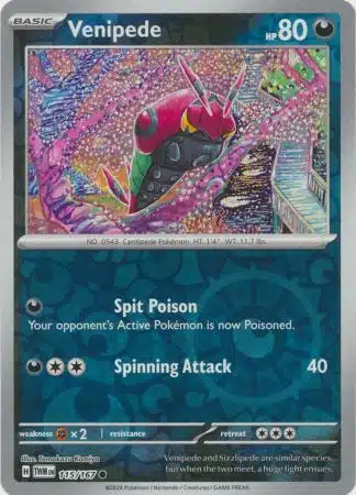 1807710 Karta Pokémon - Twilight Masquerade - 115/167 - Venipede (Reverse Holo) - obrazek 1