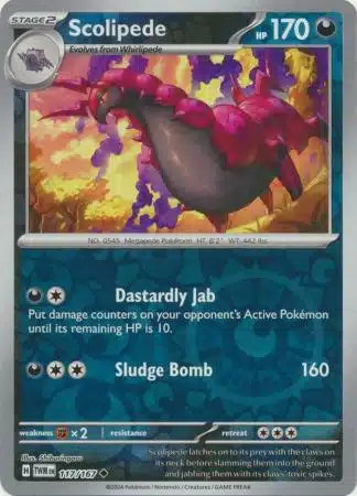 1807712 Karta Pokémon - Twilight Masquerade - 117/167 - Scolipede (Reverse Holo) - obrazek 1