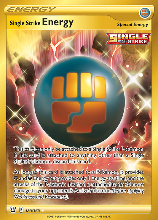 Karta Pokémon - Battle Styles - 183/163 - Single Strike Energy (złota)