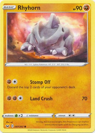 Sword & Shield - 097/202 - Rhyhorn