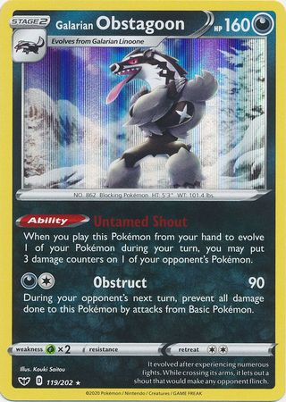 Sword & Shield - 119/202 - Galarian Obstagoon (Holo)