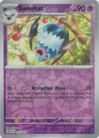 Paldean Fates - (Reverse Holo) (29) Karta Pokémon - Paldean Fates - 033/091 - Swoobat (Reverse Holo) - obrazek 1