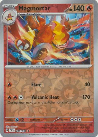 Karta Pokémon - Paldean Fates - 010/091 - Magmortar (Reverse Holo)