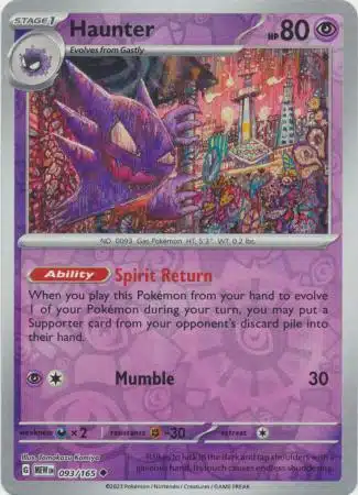 Scarlet & Violet - 151 - (Reverse Holo) (85) Karta Pokémon - 151 - 093/165 - Haunter (Reverse Holo) - obrazek 1