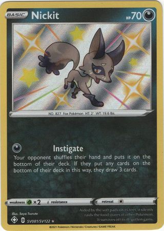 Karta Pokémon - Shining Fates - SV081/SV122 - Nickit