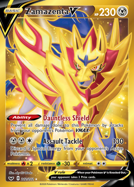 Karta Pokémon - Sword & Shield - 212/202 - Zamazenta V (złota)