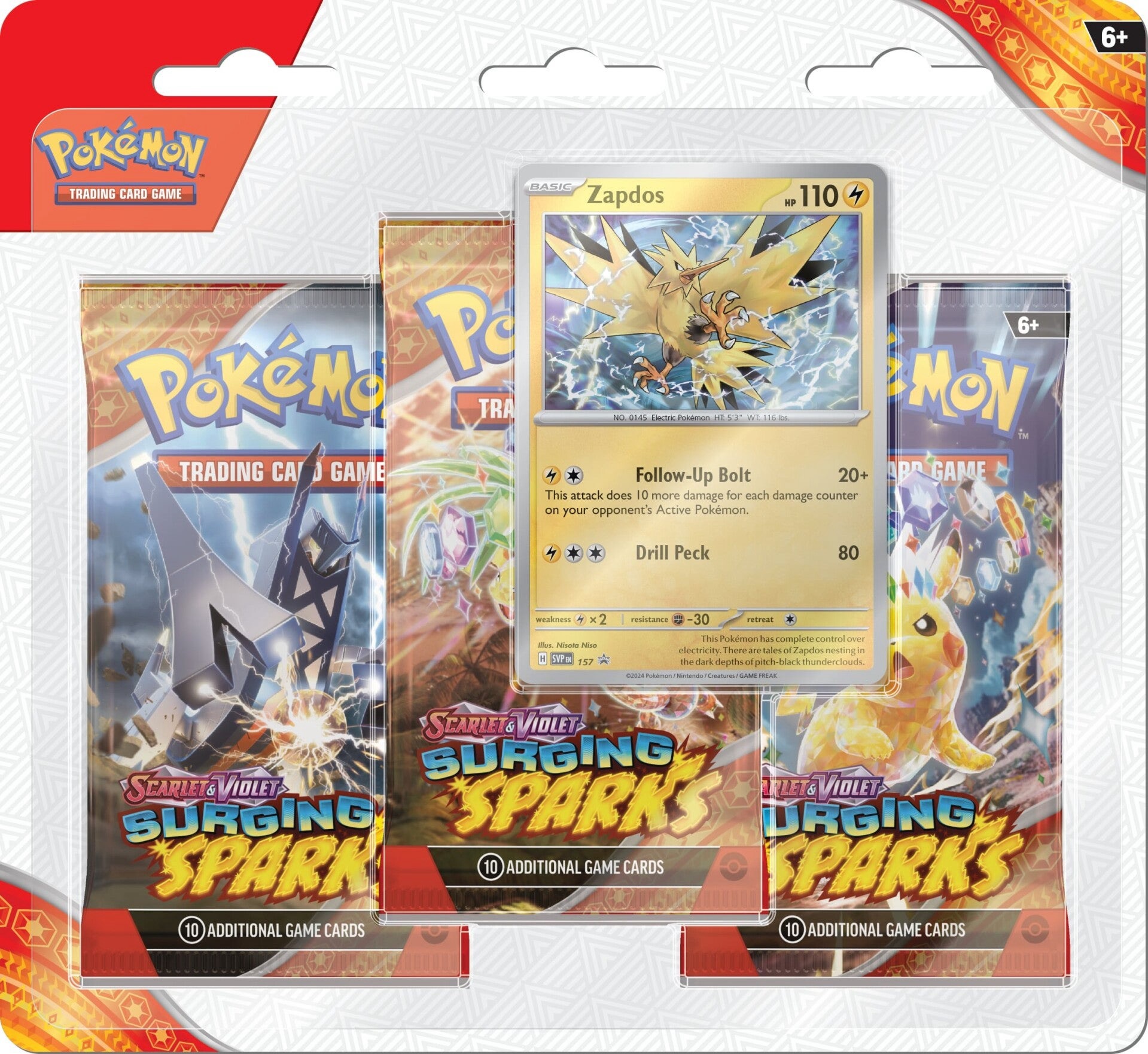 Pokemon: Surging Sparks - 3-pack - Zapdos