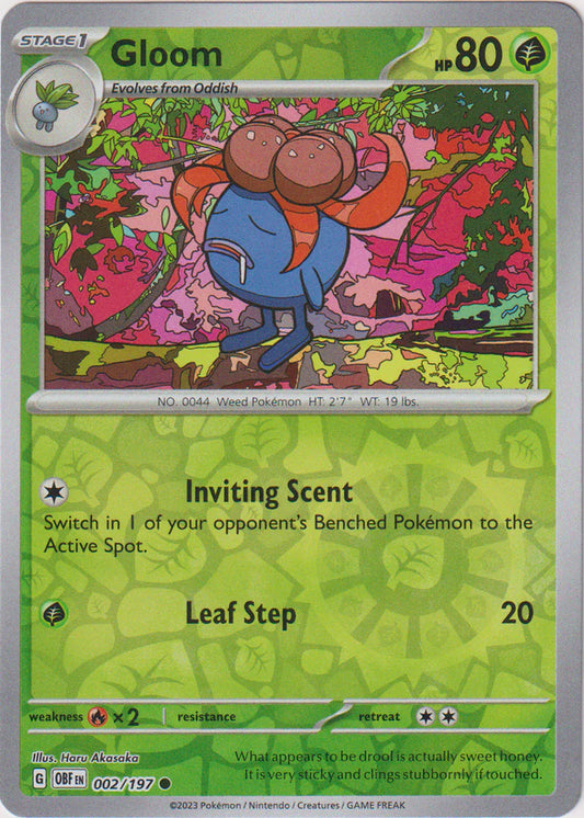 Karta Pokémon - Obsidian Flames - 002/197 - Gloom (Reverse Holo)