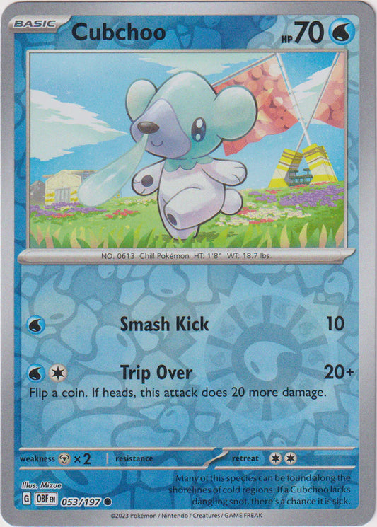 Karta Pokémon - Obsidian Flames - 053/197 - Cubchoo (Reverse Holo)