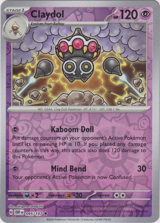 Karta Pokémon - Obsidian Flames - 095/197 - Claydol (Reverse Holo)