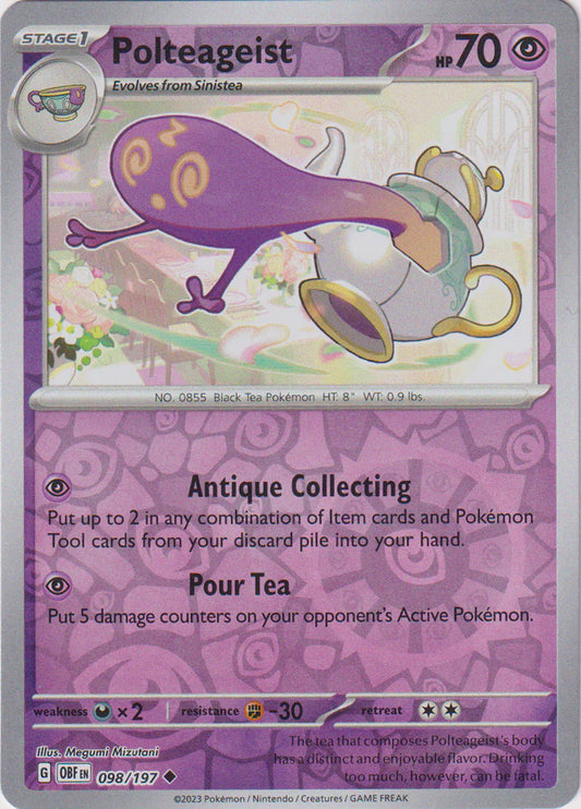 Karta Pokémon - Obsidian Flames - 098/197 - Polteageist (Reverse Holo)