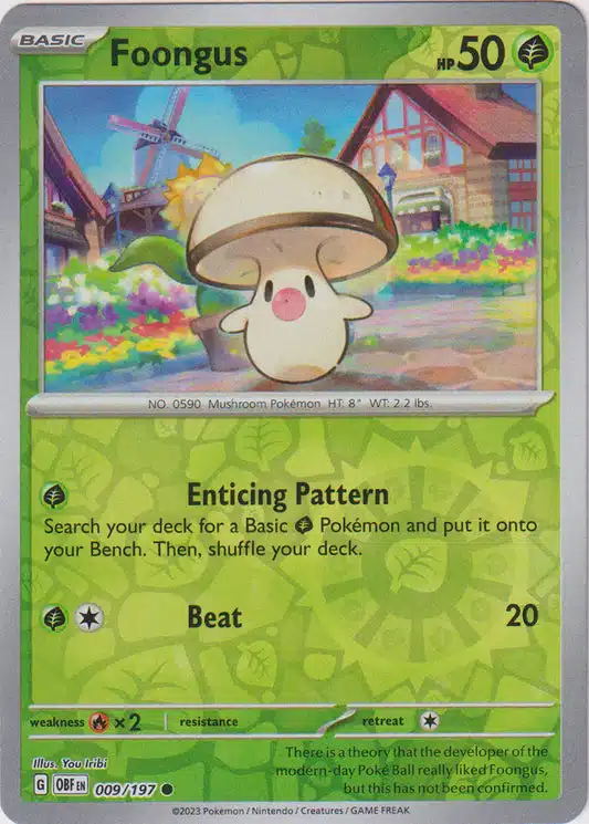 Obsidian Flames - (Reverse Holo) (9) Karta Pokémon - Obsidian Flames - 009/197 - Foongus (Reverse Holo) - obrazek 1