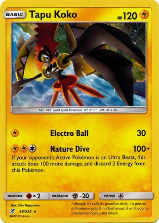Karta Pokémon - Unified Minds - 069/236 - Tapu Koko (Holo)