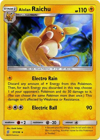 Karta Pokémon - Unified Minds - 057/236 - Alolan Raichu (Holo)