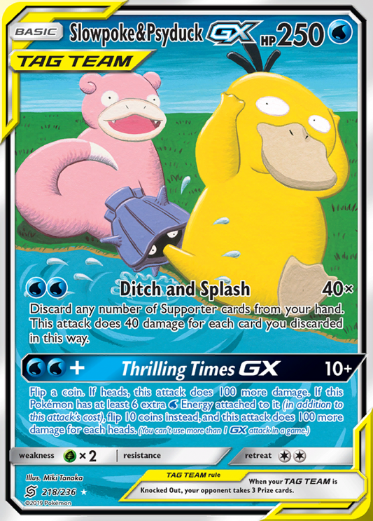 Karta Pokémon - Unified Minds - 218/236 - Slowpoke & Psyduck GX (Tag Team)