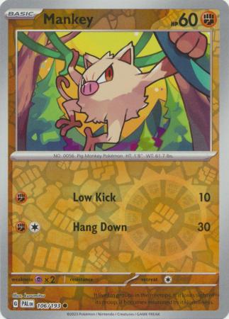 Karta Pokémon - Paldea Evolved - 106/193 - Mankey (Reverse Holo)