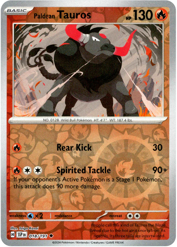 Karta Pokémon - Surging Sparks - 018/191 - Paldean Tauros (Reverse Holo)