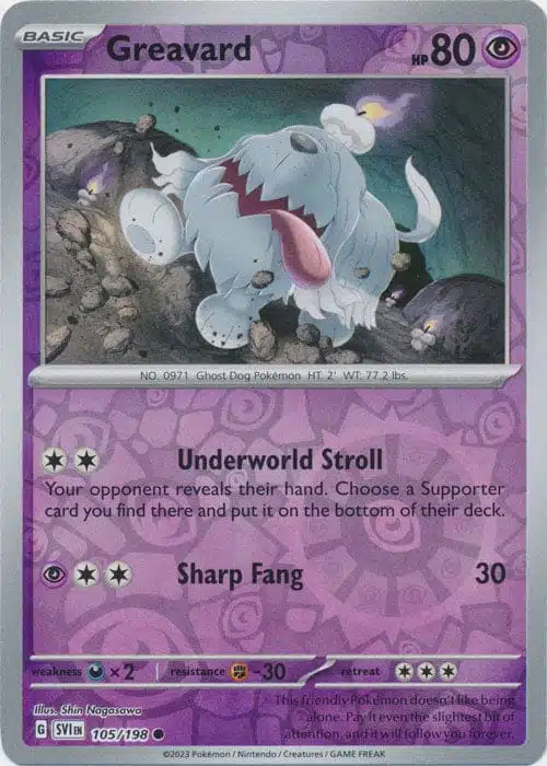 Scarlet & Violet (Reverse Holo) (98) Karta Pokémon - Scarlet & Violet - 105/198 - Greavard (Reverse Holo) - obrazek 1