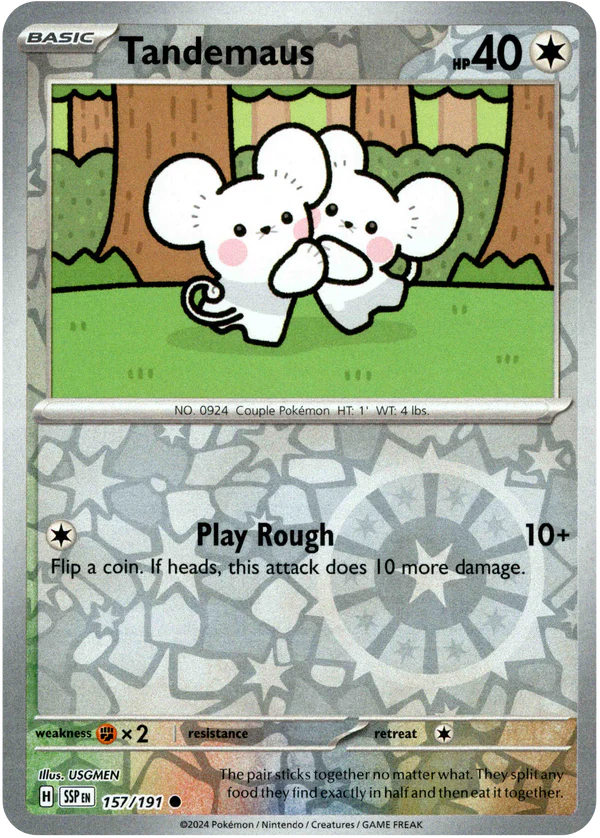 Karta Pokémon - Surging Sparks - 157/191 - Tandemaus (Reverse Holo)