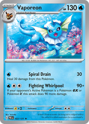 Prismatic Evolutions - 022/131 - Vaporeon (Holo)