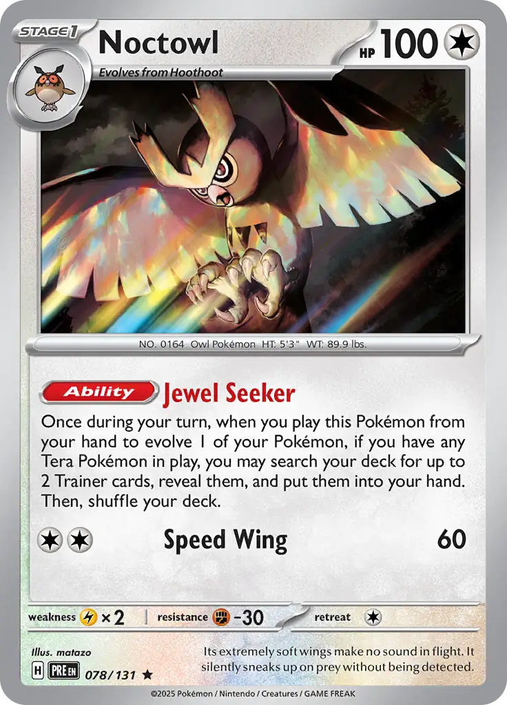 Prismatic Evolutions - 078/131 - Noctowl (Holo)