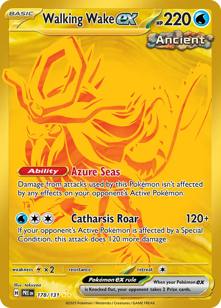 Prismatic Evolutions - 178/131 - Walking Wake ex (złota)