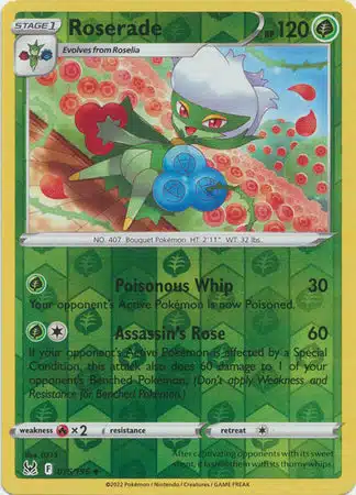 Grass - Lost Origin (Reverse Holo) (15) Karta Pokémon - Lost Origin - 015/196 - Roserade (Reverse Holo) - obrazek 1