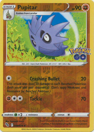 Karta Pokémon - Pokémon GO - 038/078 - Pupitar (Reverse Holo)