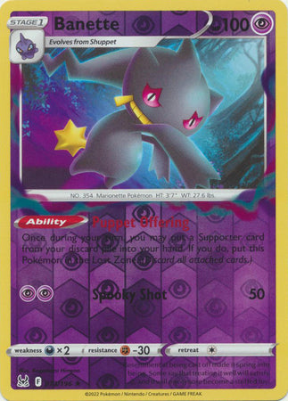 Karta Pokémon - Lost Origin - 073/196 - Banette (Reverse Holo)
