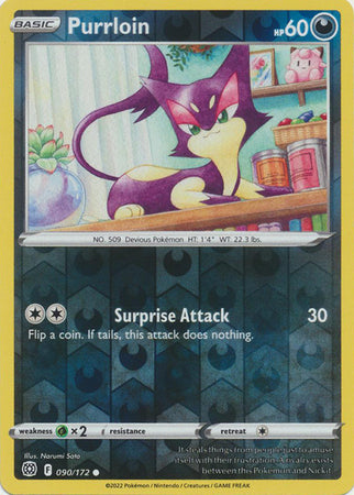 Karta Pokémon - Brilliant Stars - 090/172 - Purrloin (Reverse Holo)
