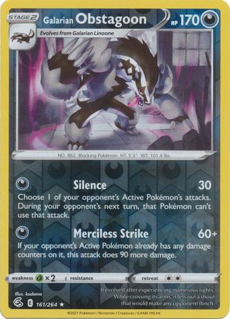 Karta Pokémon - Fusion Strike - 161/264 - Galarian Obstagoon (Reverse Holo)