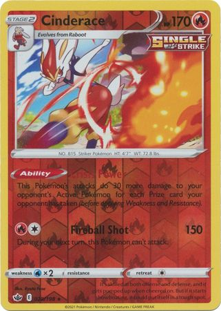 Chilling Reign - 028/198 - Cinderace (Reverse Holo)