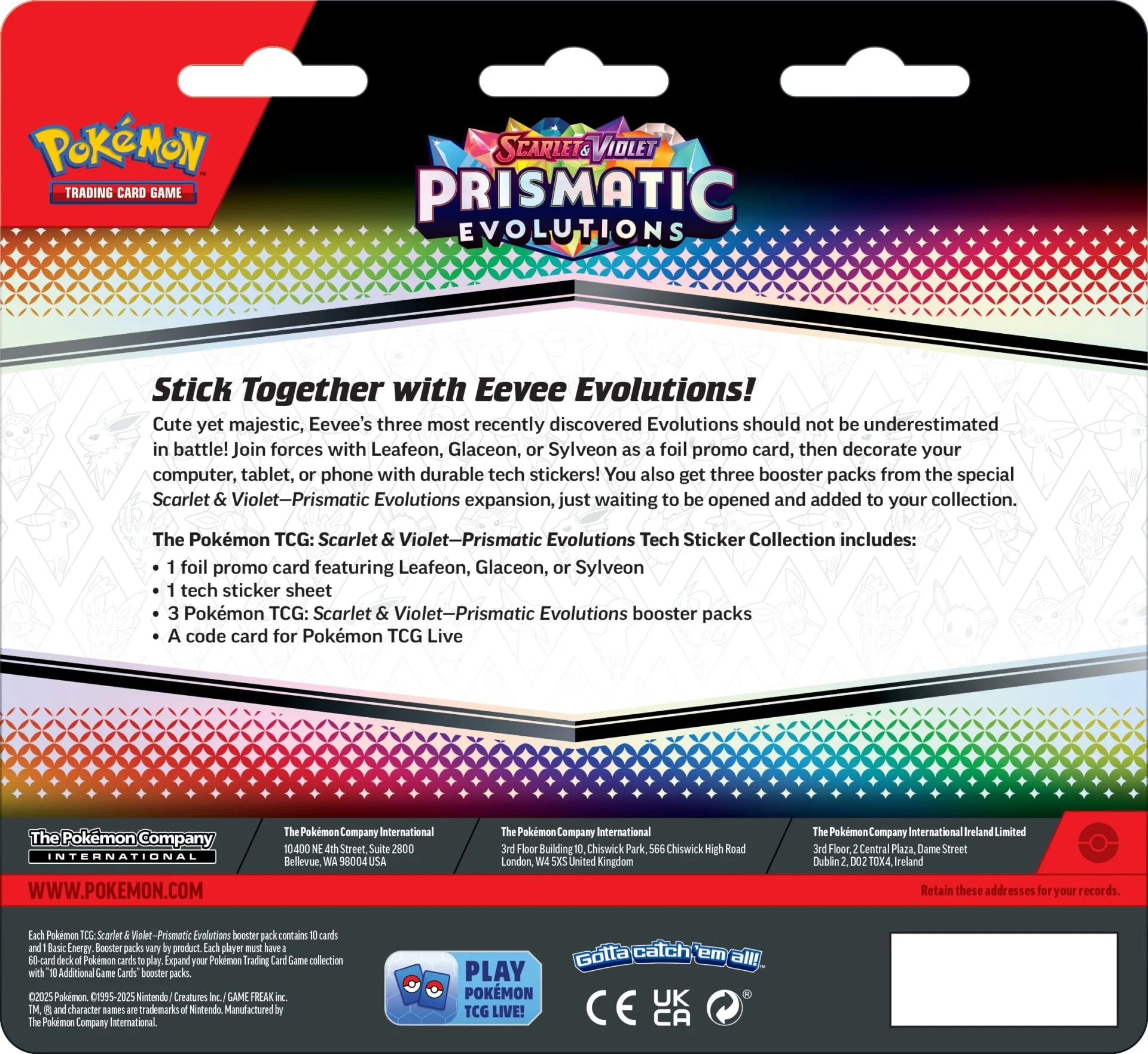 Pokemon Prismatic Evolutions Tech Sticker Collection