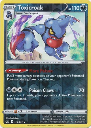 Sword & Shield - 124/202 - Toxicroak (Reverse Holo)