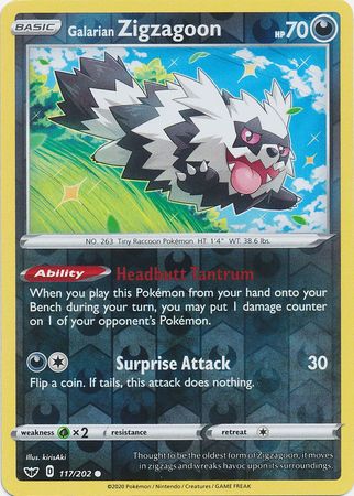 Sword & Shield - 117/202 - Galarian Zigzagoon (Reverse Holo)
