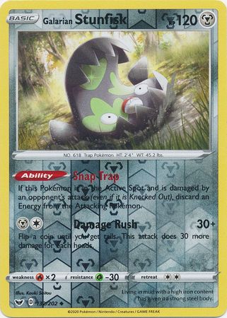 Sword & Shield - 132/202 - Galarian Stunfisk (Reverse Holo)