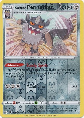 Sword & Shield - 128/202 - Galarian Perrserker (Reverse Holo)