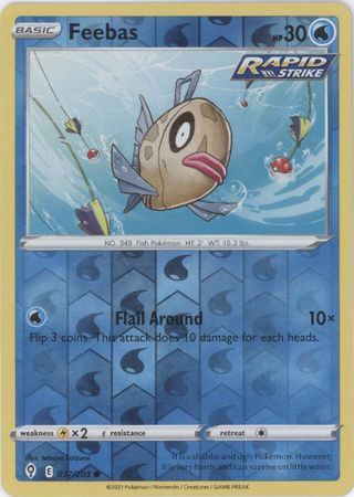 Karta Pokémon - Evolving Skies - 037/203 - Feebas (Reverse Holo)