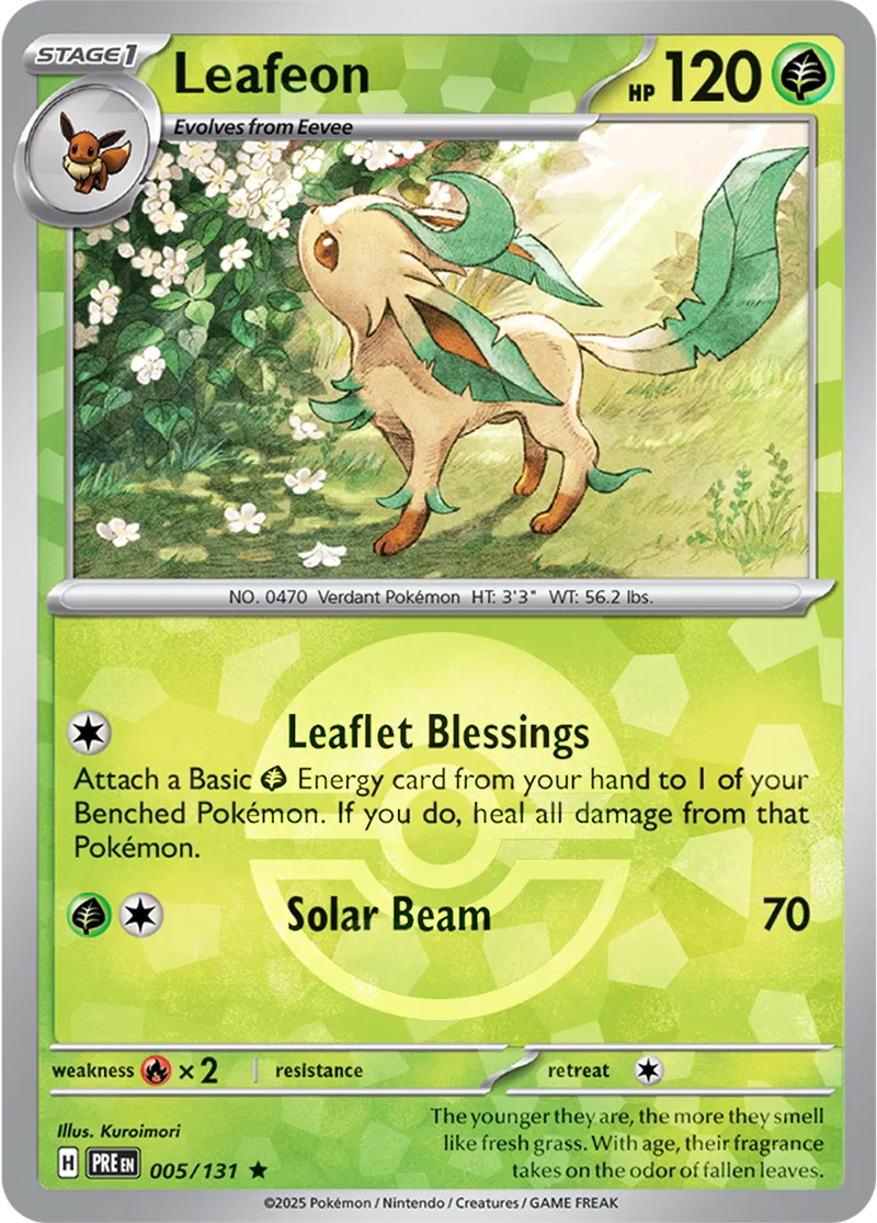Prismatic Evolutions - 005/131 - Leafeon (Poké Ball Holo)