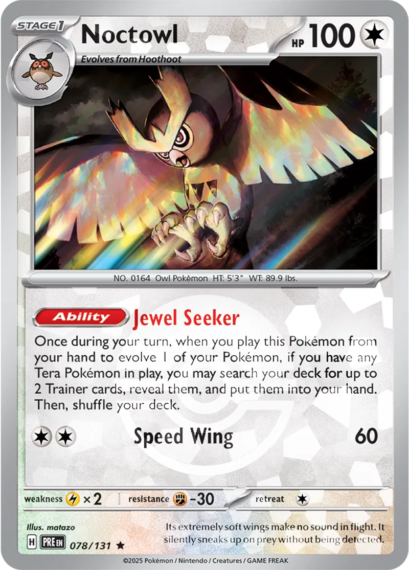 Prismatic Evolutions - 078/131 - Noctowl (Poké Ball Holo)