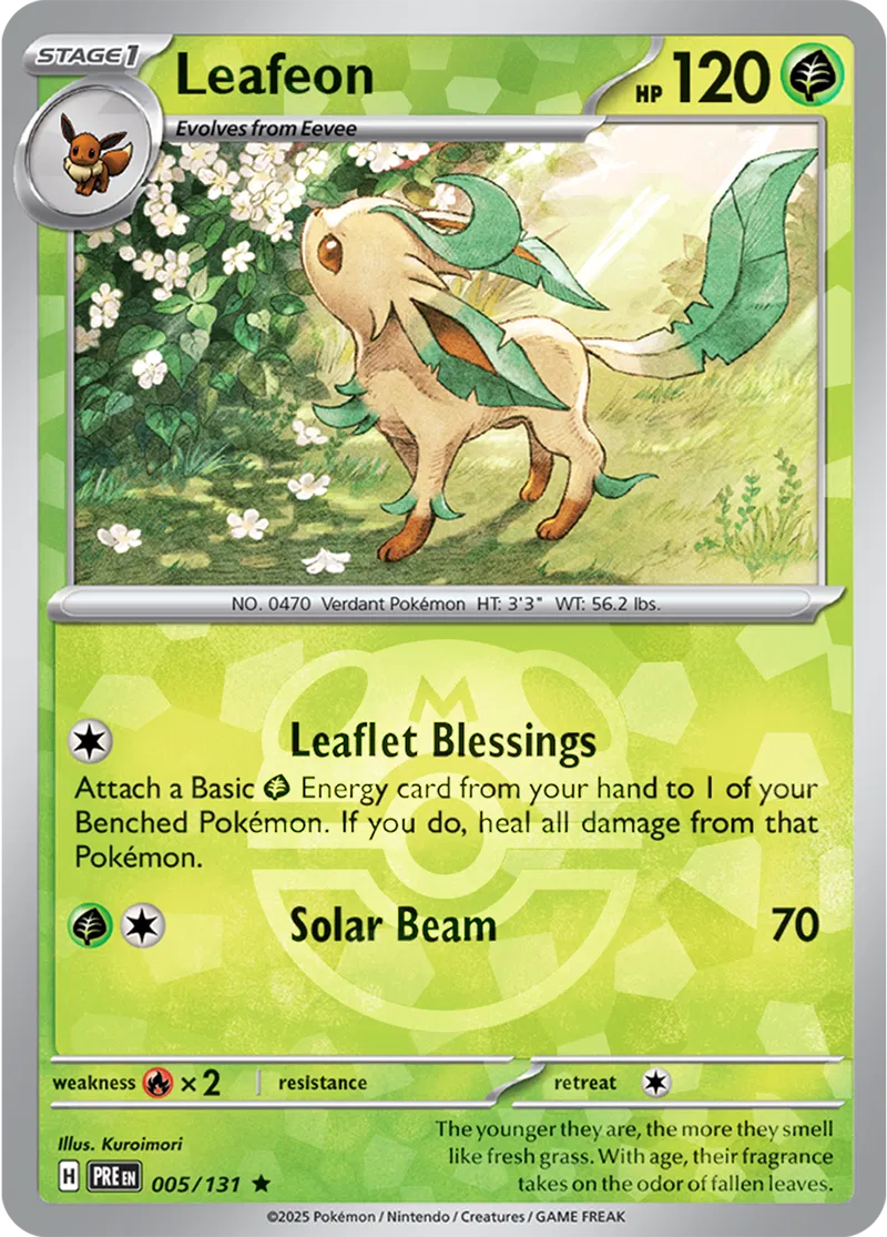 Prismatic Evolutions - 005/131 - Leafeon (Master Ball Holo)
